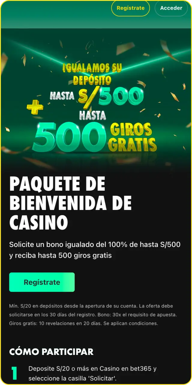 Reclama promociones exclusivas fácilmente dentro de la Bet365 App móvil.