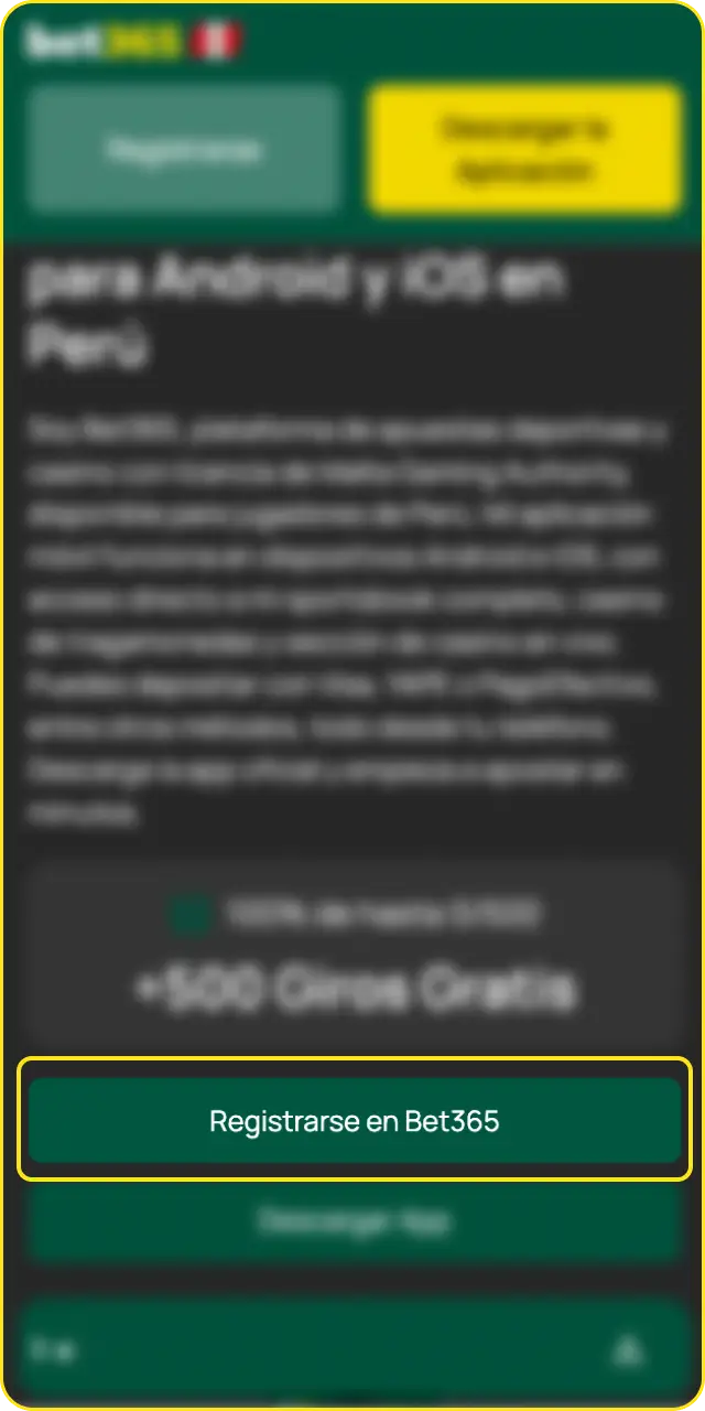 Abre el registro dentro de la App Móvil Bet365 sin complicaciones.