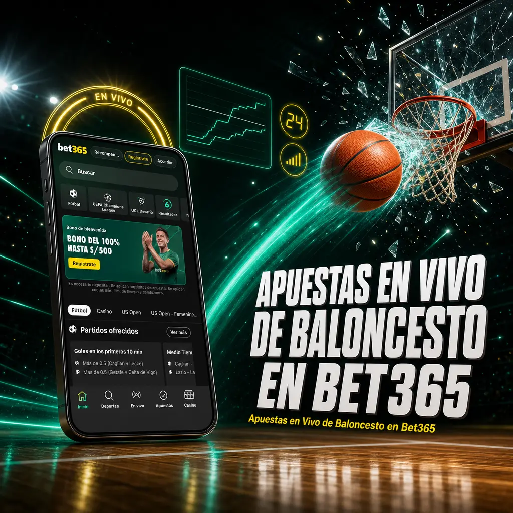 Apuestas en vivo de baloncesto en Bet365 con cuotas actualizadas, seguidor de partido y opción de Cash Out.