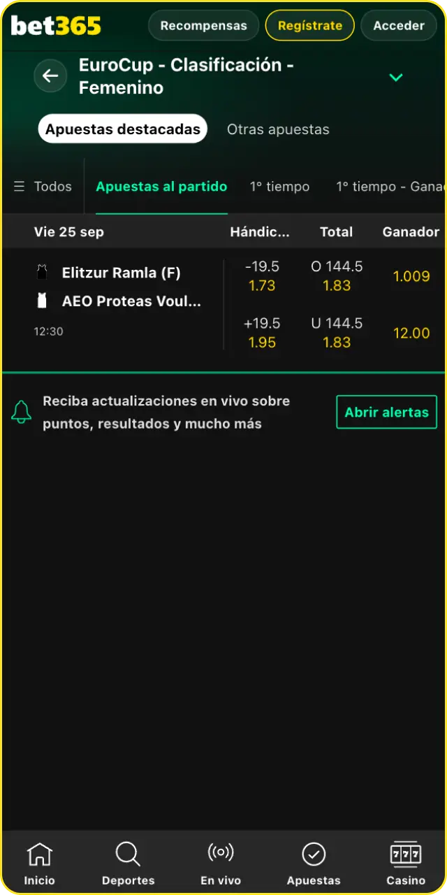 Ingresa tu monto y confirma al finalizar de aprender cómo apostar en baloncesto en Bet365.
