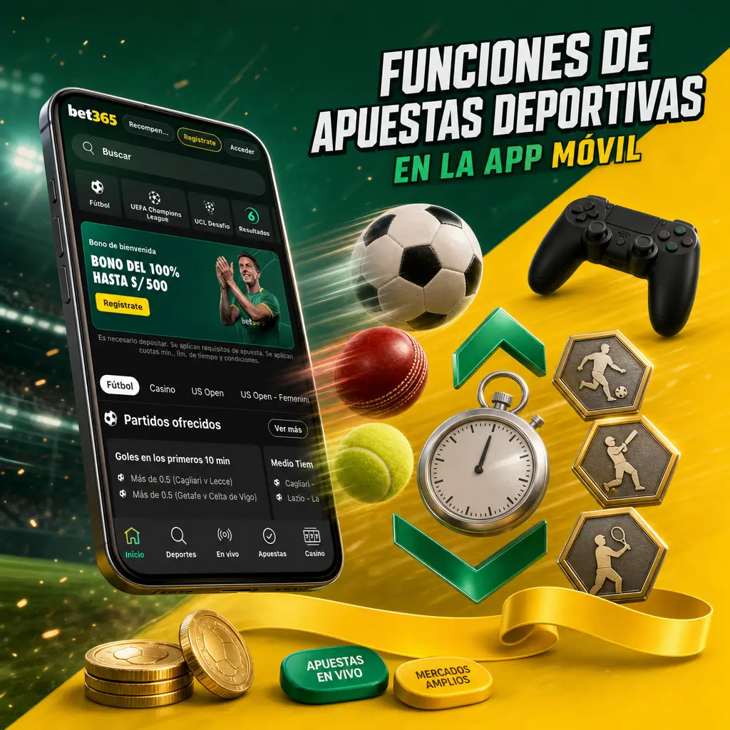 App móvil de apuestas deportivas con cuotas en vivo, cash out, Bet Builder y mercados de fútbol, tenis y eSports.