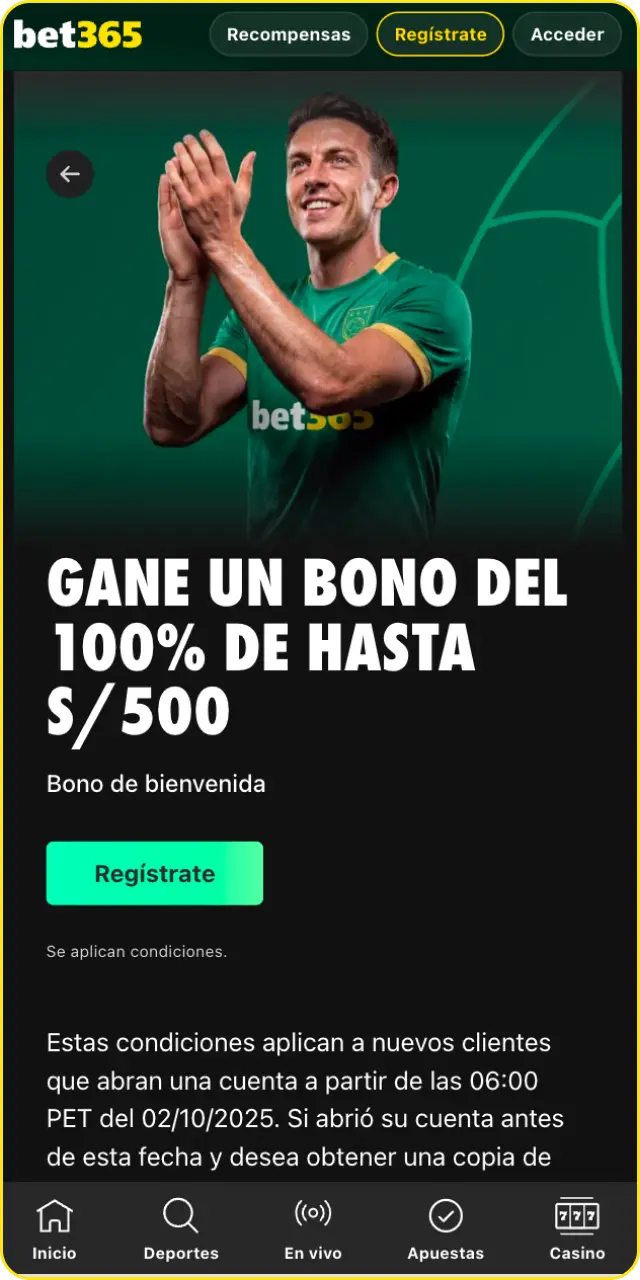 Activa el bono y comienza a disfrutar tus saldo extra en Bet365 hoy.