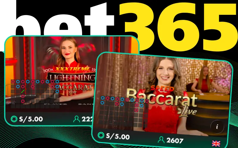 Siente la elegancia de las mesas jugando Baccarat en Vivo en Bet365.