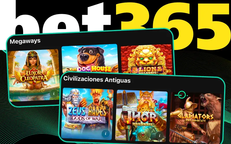 Gira los carretes de las mejores tragamonedas en el casino Bet365.