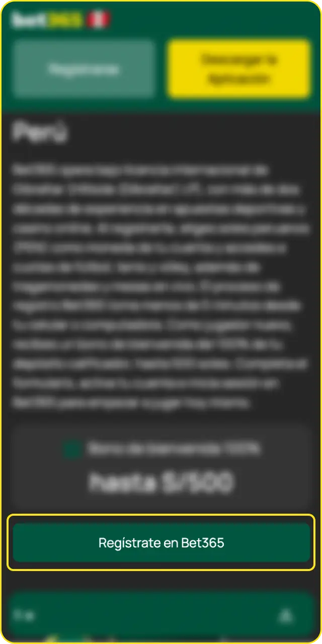 Abre el formulario de registro para iniciar el proceso de cómo registrarte en Bet365 paso a paso.
