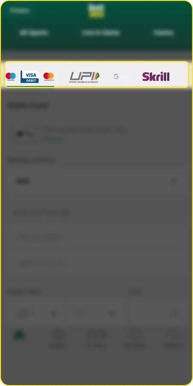 Deposita fondos en tu saldo para continuar con los pasos de cómo apostar al tenis en Bet365.